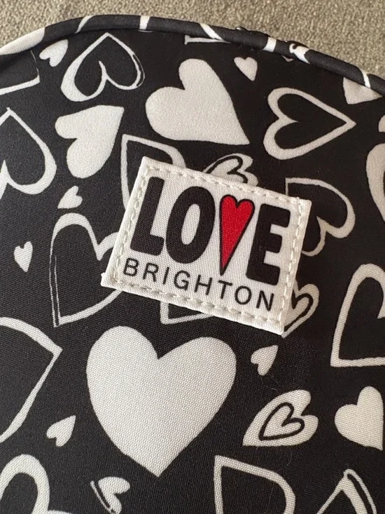 BRIGHTON Endless Love Black & White Heart Print Backpack NEW - Picture 2 of 8